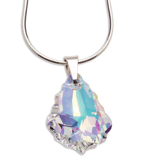 Strieborný náhrdelník s krištáľom Swarovski Baroque AB Crystal 4940