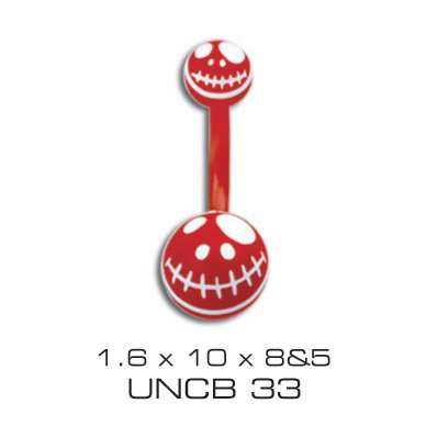 Piercing do pupka UNCB33-RED-WHITE