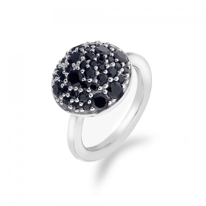 Strieborný prsteň Hot Diamonds Emozioni Bouquet Black