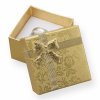 Darčeková krabička na náušnice - zlatá s mašľou