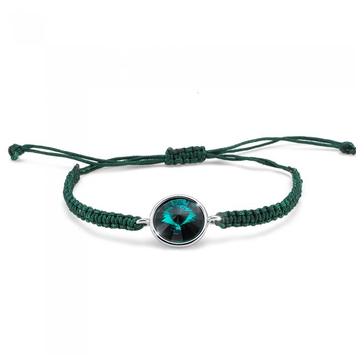 Náramok s krištálmi Swarovski Oliver Weber Easy round cord emerald