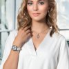 Dámske hodinky s krištáľmi Swarovski Oliver Weber Rocks Steel white Leatherstrap